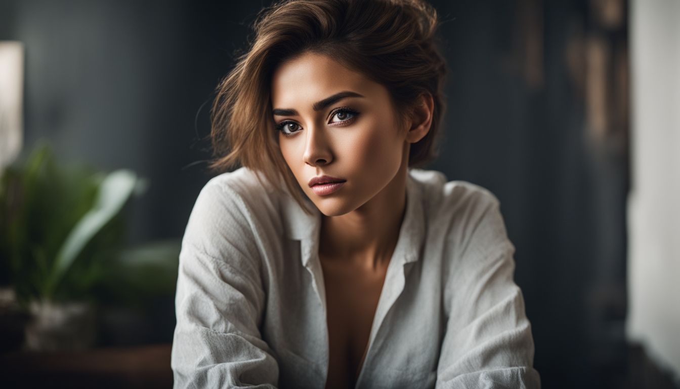 A person with a distressed expression sitting alone in a dimly lit room. A person with a distressed expression sitting alone in a dimly lit room.